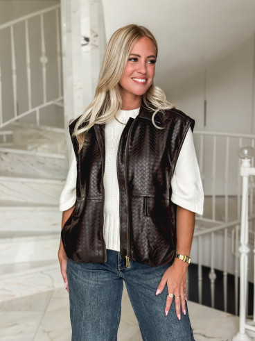 Veste en simili cuir Gabriella - Chocolat