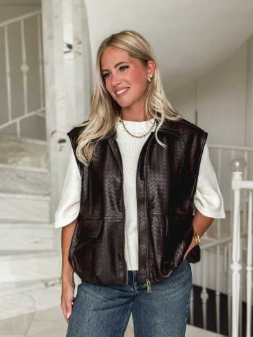 Veste en simili cuir Gabriella - Chocolat Veste en simili cuir Gabriella - Chocolat