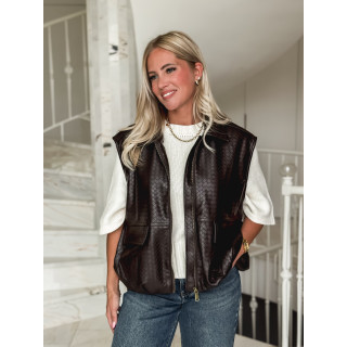 Veste en simili cuir Gabriella - Chocolat