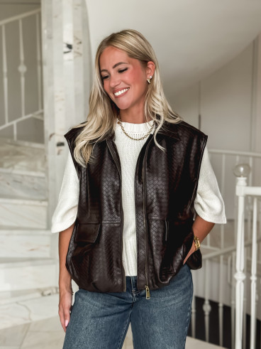 Veste en simili cuir Gabriella - Chocolat Veste en simili cuir Gabriella - Chocolat