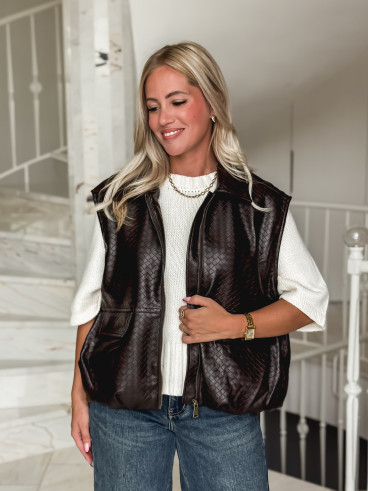 Veste en simili cuir Gabriella - Chocolat Veste en simili cuir Gabriella - Chocolat