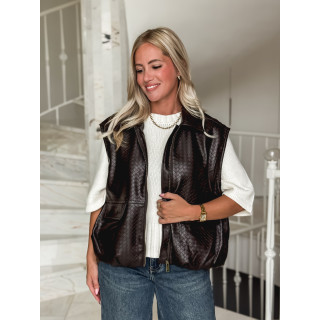 Veste en simili cuir Gabriella - Chocolat