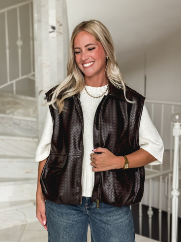 Veste en simili cuir Gabriella - Chocolat Veste en simili cuir Gabriella - Chocolat
