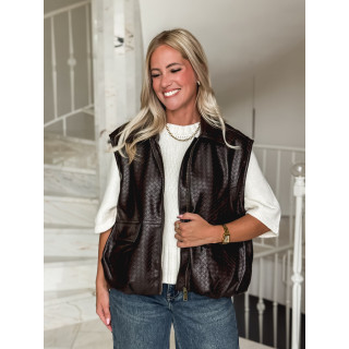 Veste en simili cuir Gabriella - Chocolat