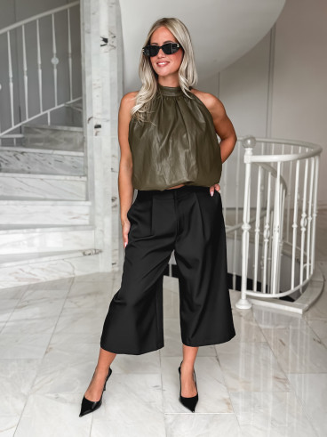 Blouse en simili Victoire - Kaki