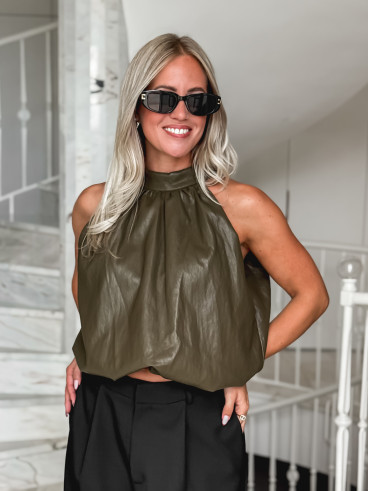 Blouse en simili Victoire - Kaki Blouse en simili Victoire - Kaki
