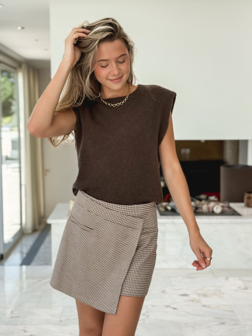 Jupe à motifs kelly - Marron