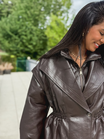 Veste en simili cuir Oséa - Chocolat Veste en simili cuir Oséa - Chocolat