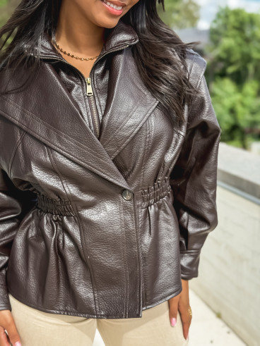Veste en simili cuir Oséa - Chocolat Veste en simili cuir Oséa - Chocolat