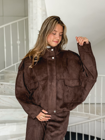 Veste en suédine Nora - Chocolat Veste en suédine Nora - Chocolat