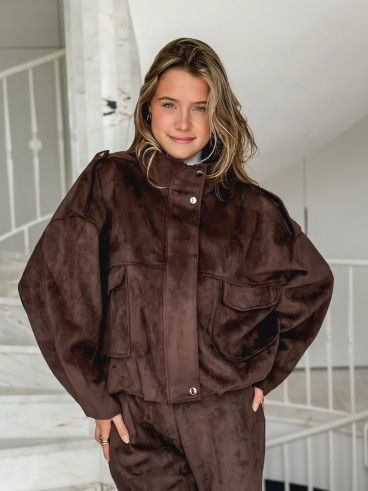 Veste en suédine Nora - Chocolat Veste en suédine Nora - Chocolat