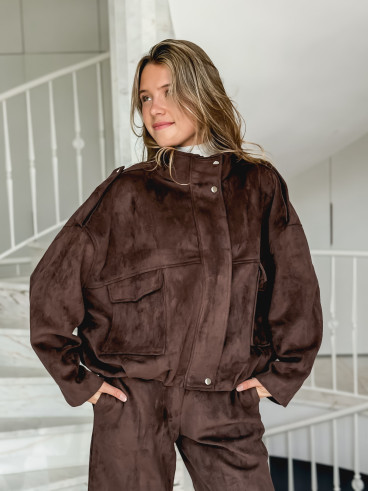 Veste en suédine Nora - Chocolat