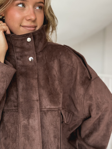 Veste en suédine Nora - Chocolat Veste en suédine Nora - Chocolat