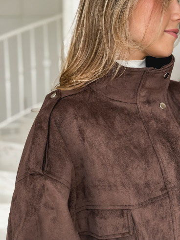 Veste en suédine Nora - Chocolat Veste en suédine Nora - Chocolat