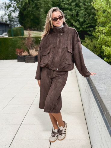Veste en suédine Nora - Chocolat Veste en suédine Nora - Chocolat