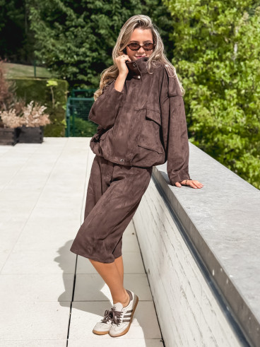 Veste en suédine Nora - Chocolat Veste en suédine Nora - Chocolat