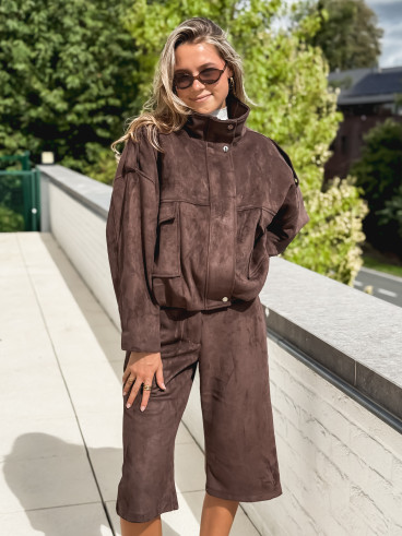 Veste en suédine Nora - Chocolat Veste en suédine Nora - Chocolat