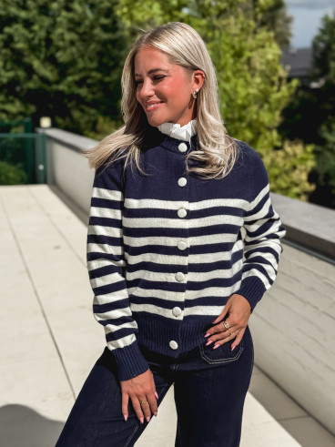 Pull ligné Yollie - Bleu marine Pull ligné Yollie - Bleu marine