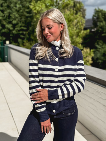 Pull ligné Yollie - Bleu marine Pull ligné Yollie - Bleu marine