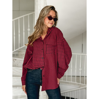 Chemise à carreaux Livane - Rouge/Noir