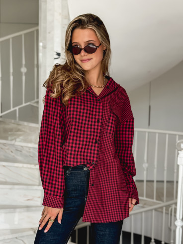 Chemise à carreaux Livane - Rouge/Noir
