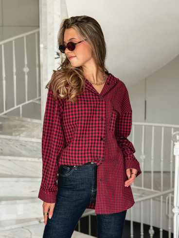 Chemise à carreaux Livane - Rouge/Noir