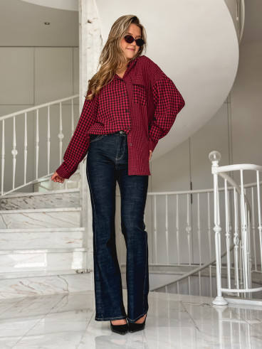 Chemise à carreaux Livane - Rouge/Noir