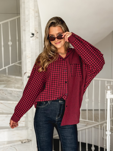 Chemise à carreaux Livane - Rouge/Noir
