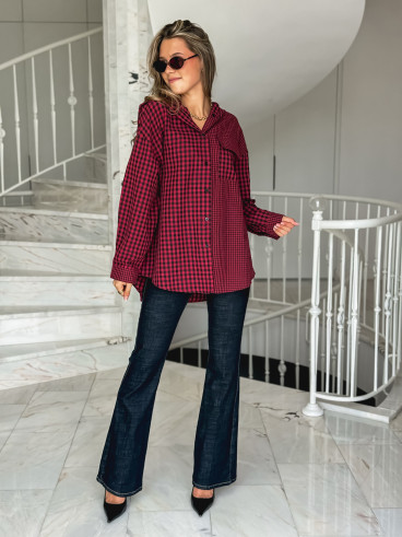 Chemise à carreaux Livane - Rouge/Noir
