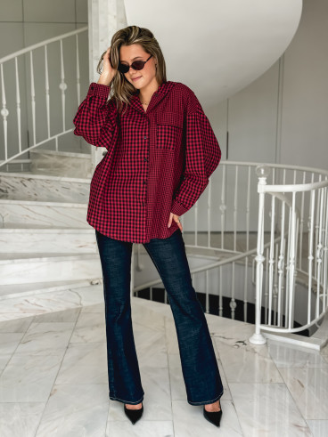Chemise à carreaux Livane - Rouge/Noir