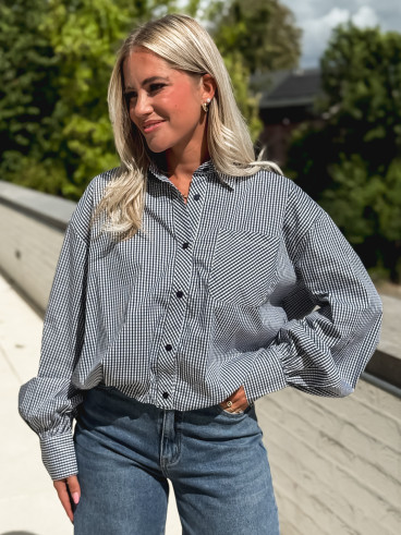 Chemise à motifs vichy Zahia - Bleu marine