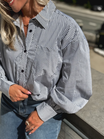 Chemise à motifs vichy Zahia - Bleu marine