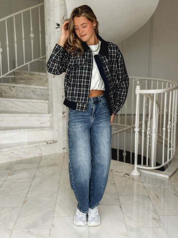 Veste à carreaux Calia - Bleu marine
