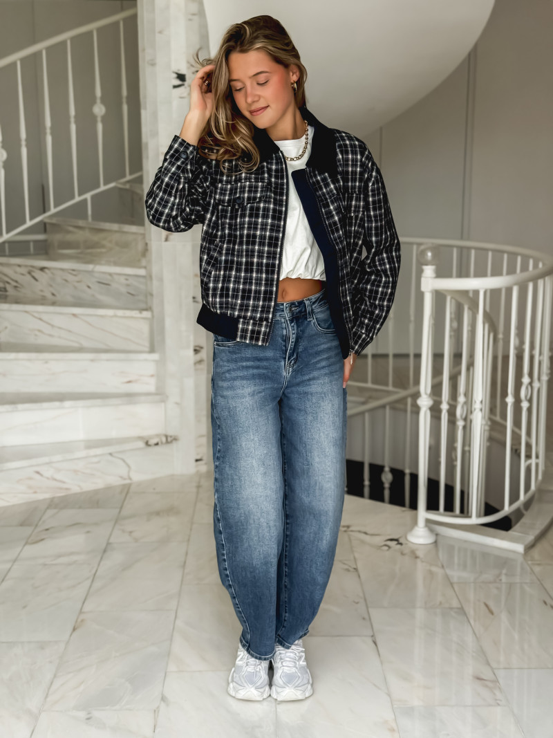 Veste à carreaux Calia - Bleu marine