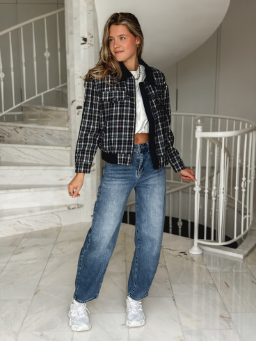 Veste à carreaux Calia - Bleu marine