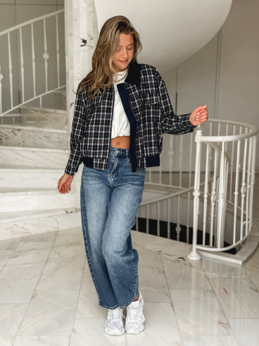 Veste à carreaux Calia - Bleu marine