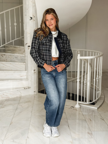 Veste à carreaux Calia - Bleu marine