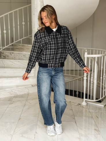 Veste à carreaux Calia - Bleu marine