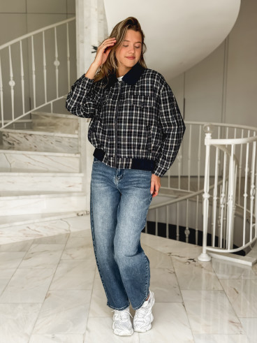Veste à carreaux Calia - Bleu marine
