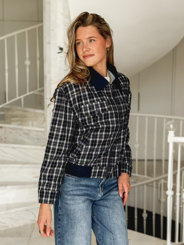 Veste à carreaux Calia - Bleu marine