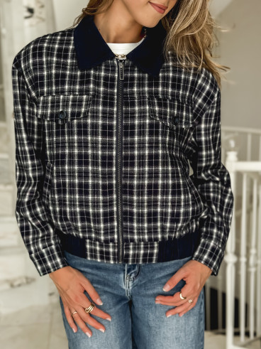 Veste à carreaux Calia - Bleu marine