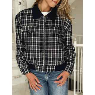 Veste à carreaux Calia - Bleu marine