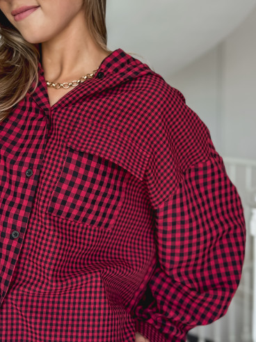 Chemise à carreaux Livane - Rouge/Noir