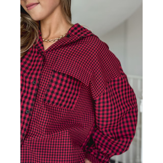 Chemise à carreaux Livane - Rouge/Noir