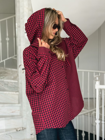 Chemise à carreaux Livane - Rouge/Noir