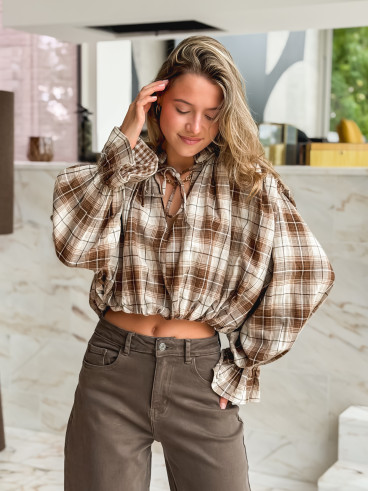 Blouse à carreaux Eline - Camel