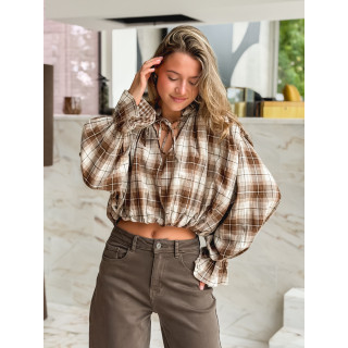 Blouse à carreaux Eline - Camel