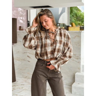 Blouse à carreaux Eline - Camel