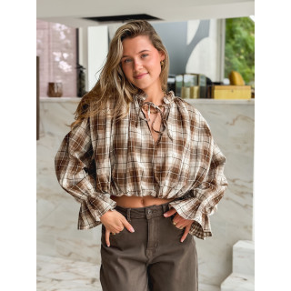 Blouse à carreaux Eline - Camel