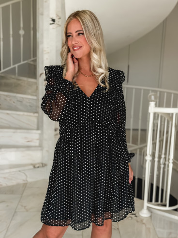 Robe à pois Nérine - Noir